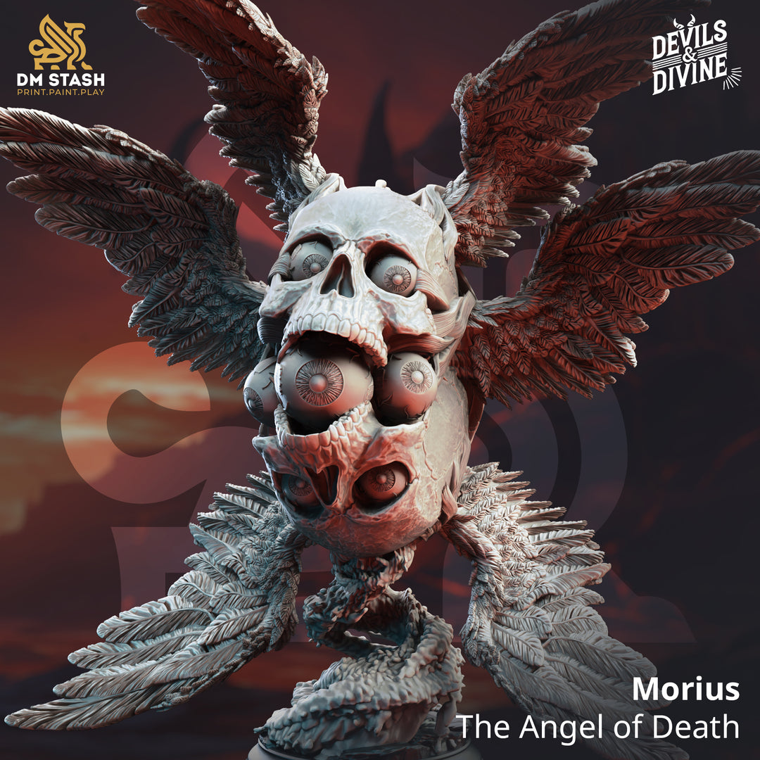 The Angel of Death - Morius unpainted resin angel centerpiece miniature by DM Stash, 28-32mm DnD tabletop model.