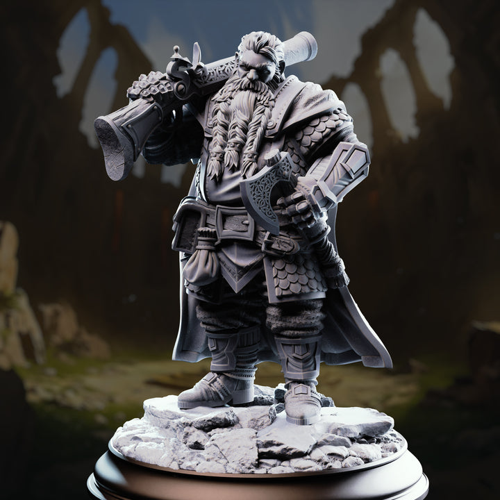 Dwarf Marksman Hunter - Nilyerg Sureshot unpainted resin dwarf miniature by DM Stash, 28-32mm DnD tabletop model.