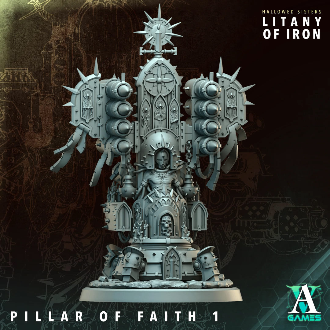 Pillar of Faith unpainted resin miniature by Archvillain Games, 28-32mm tabletop wargaming model.
