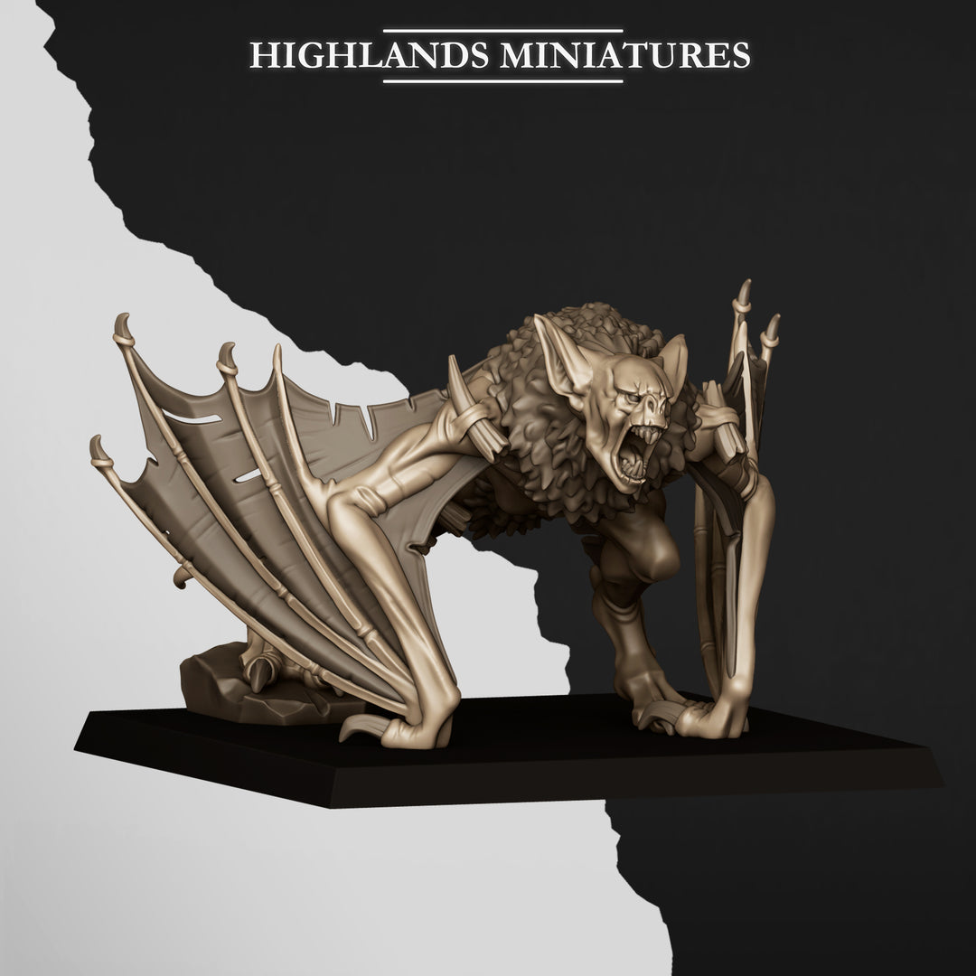 Pit Bat unpainted resin vampire miniature by Highlands Miniatures, 28-32mm DnD tabletop model.
