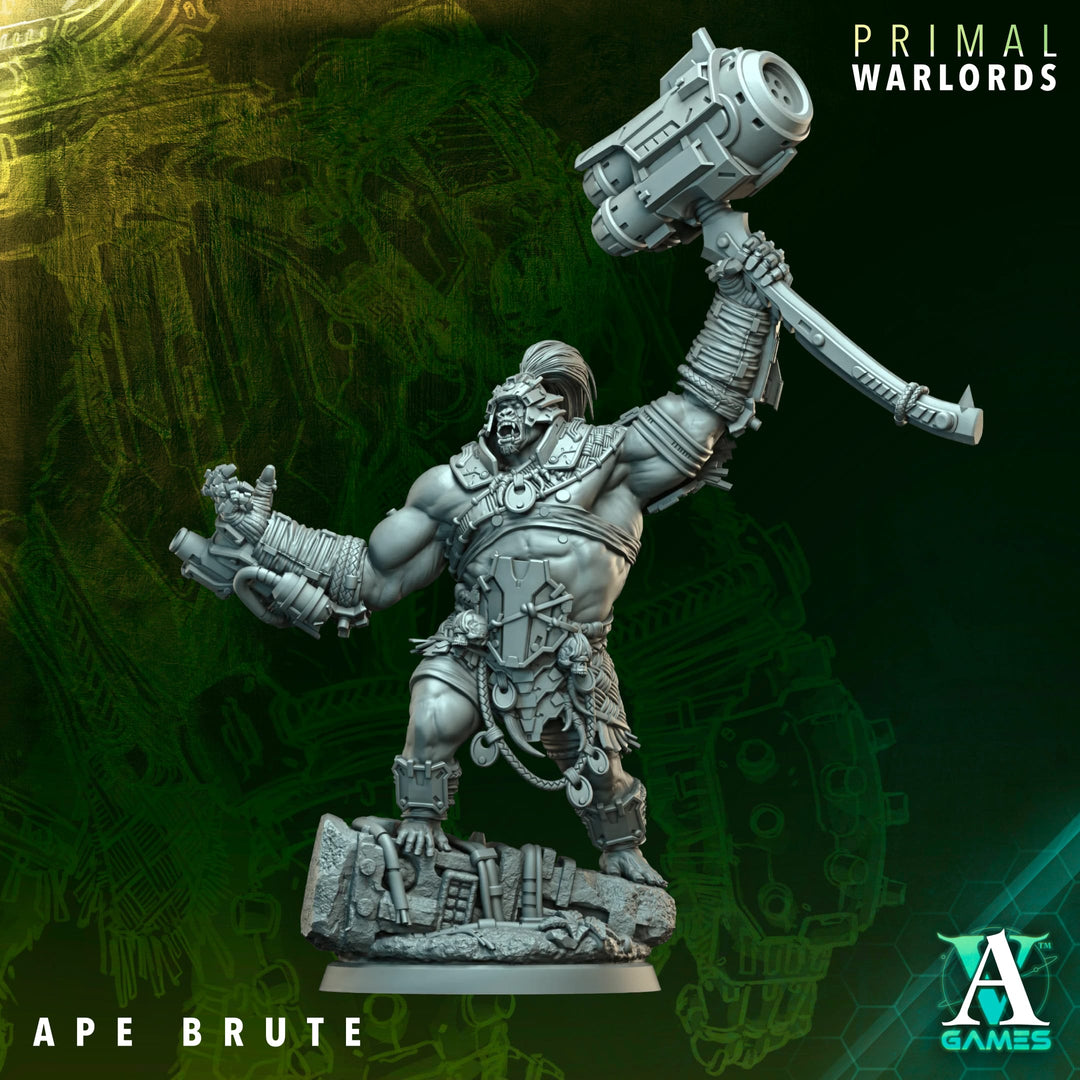 Ape Brute unpainted resin miniature by Archvillain Games, 28-32mm tabletop wargaming model.