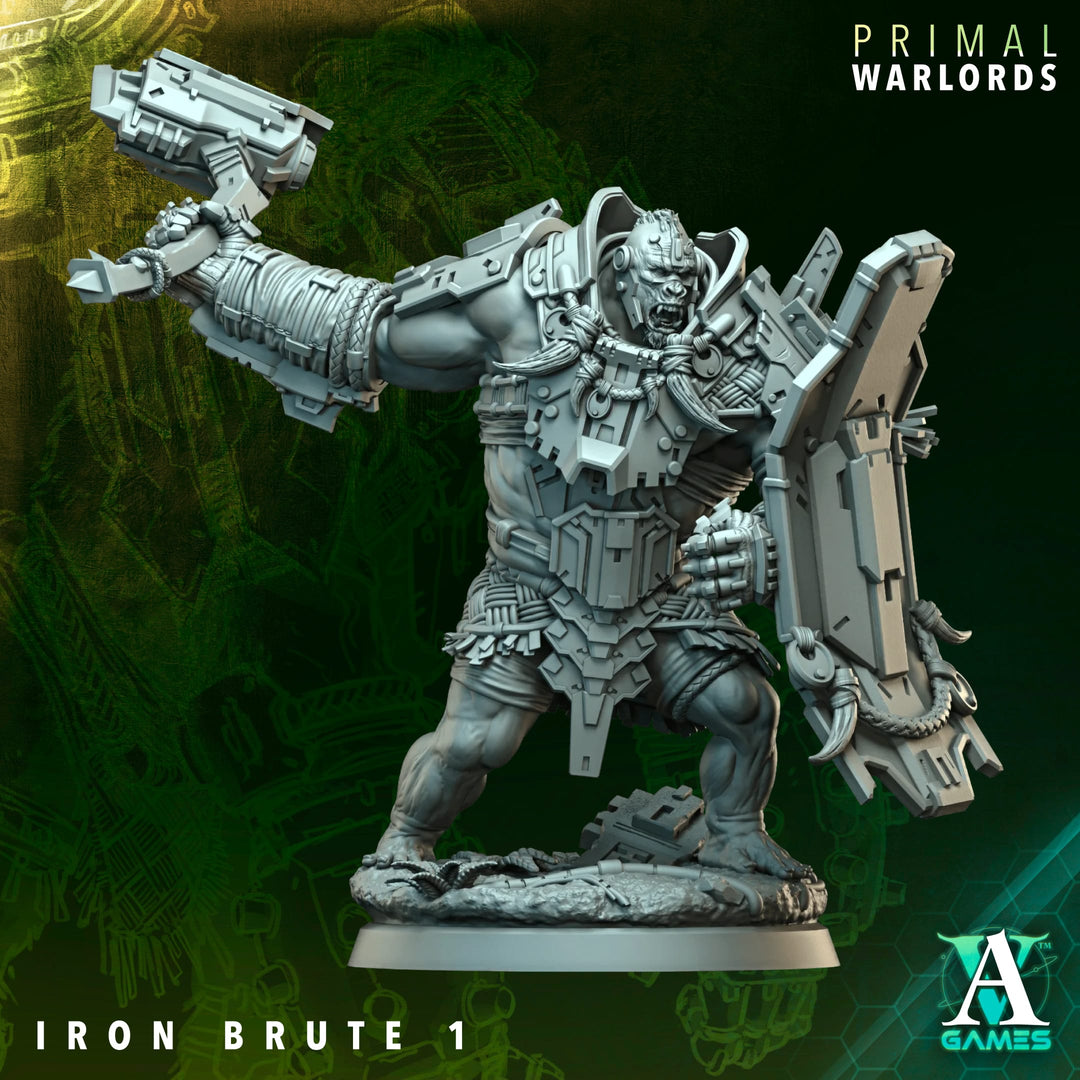 Iron Brutes unpainted resin miniature by Archvillain Games, 28-32mm tabletop wargaming model.