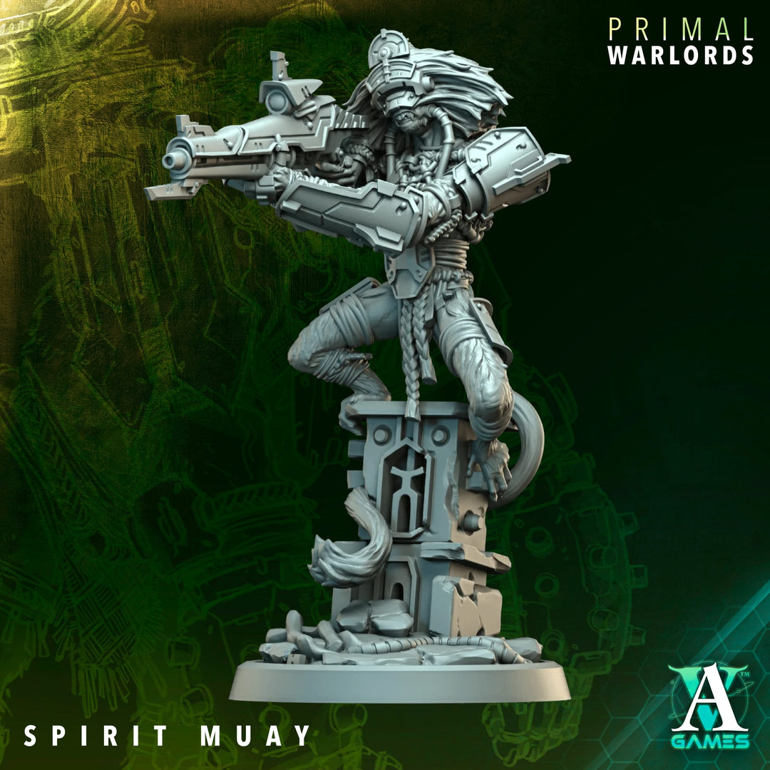 Spirit Muay unpainted resin miniature by Archvillain Games, 28-32mm tabletop wargaming model.