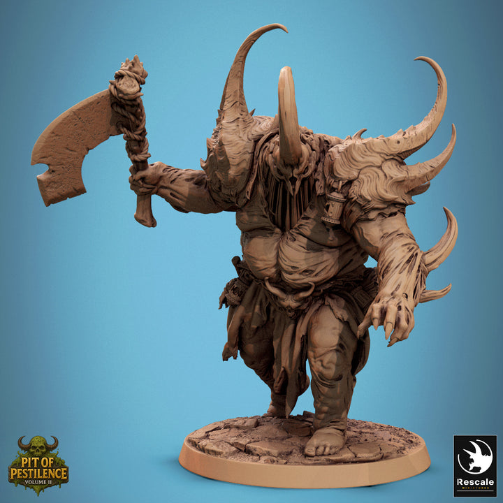Pestilent Brutes unpainted resin undead miniature by Rescale Miniatures, 28-32mm DnD tabletop model.