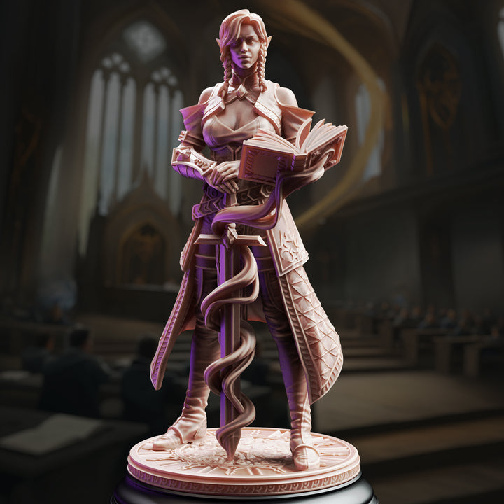 High Elf Battlemage - Proctor Synthelia unpainted resin elf miniature by DM Stash, 28-32mm DnD tabletop model.
