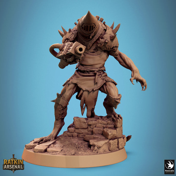 Ratfolk Mutilated Masks unpainted resin ratfolk miniature by Rescale Miniatures, 28-32mm DnD tabletop model.