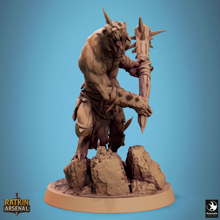 Ratfolk Soldiers unpainted resin ratfolk miniature by Rescale Miniatures, 28-32mm DnD tabletop model.