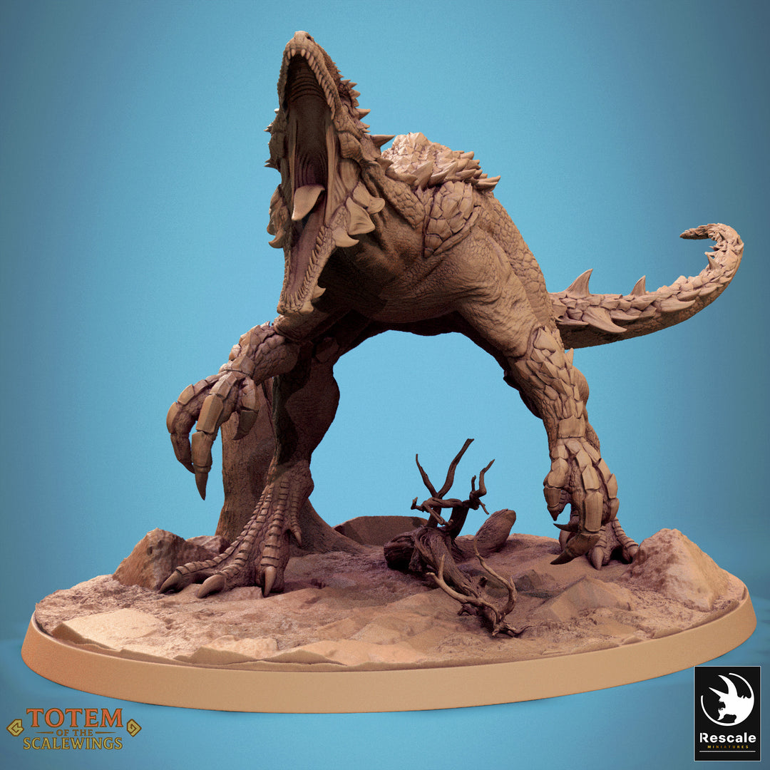 Razoraptor unpainted resin lizardfolk miniature by Rescale Miniatures, 28-32mm DnD tabletop model.