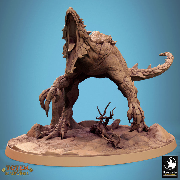 Razoraptor unpainted resin lizardfolk miniature by Rescale Miniatures, 28-32mm DnD tabletop model.
