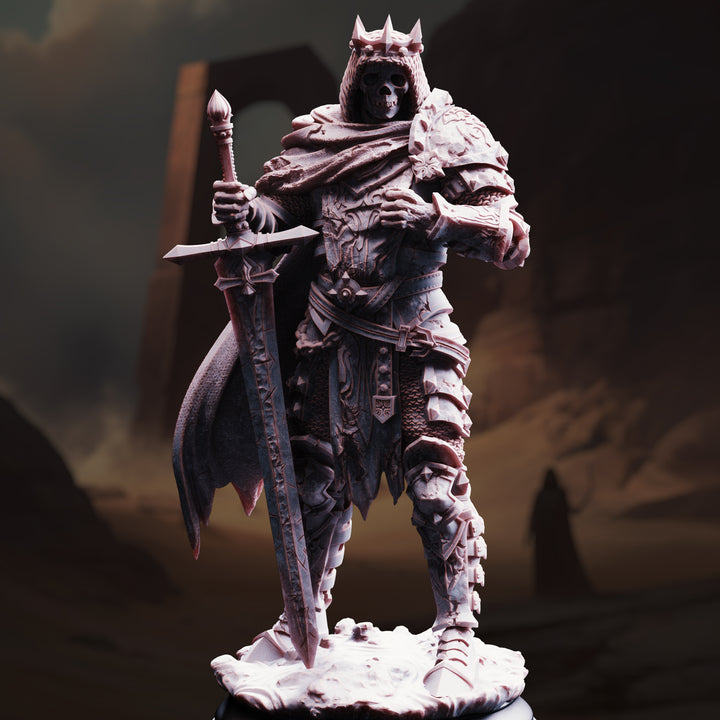 Skeleton King - Ridan the Everlasting unpainted resin undead miniature by DM Stash, 28-32mm DnD tabletop model.