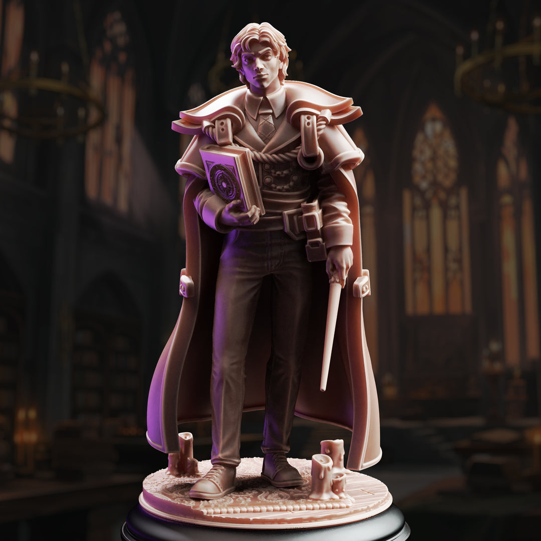 Student Wizard - Robin Presner unpainted resin wizard miniature by DM Stash, 28-32mm DnD tabletop model.