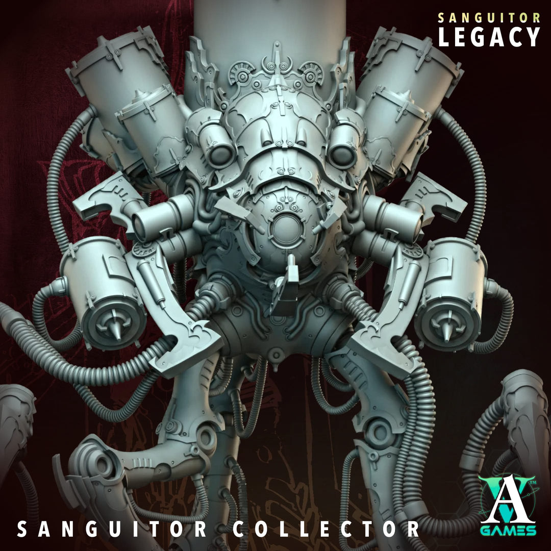 Sanguitor Collector unpainted resin miniature by Archvillain Games, 28-32mm tabletop wargaming model.