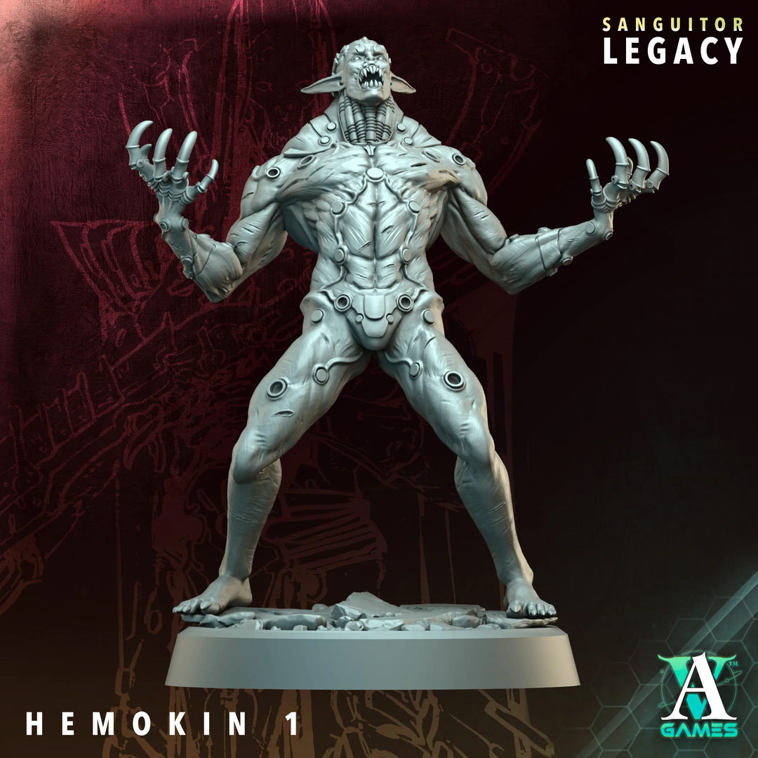 Hemokin unpainted resin miniature by Archvillain Games, 28-32mm tabletop wargaming model.