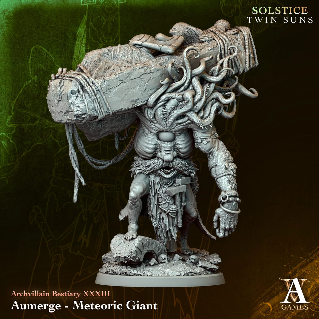 Aumerge - Meteoric Giant unpainted resin giant miniature by Archvillain Games, 28-32mm DnD tabletop model.