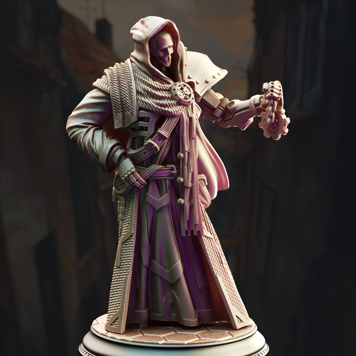 Ancient Warforged Artificer - Senatus unpainted resin artificer miniature by DM Stash, 28-32mm DnD tabletop model.