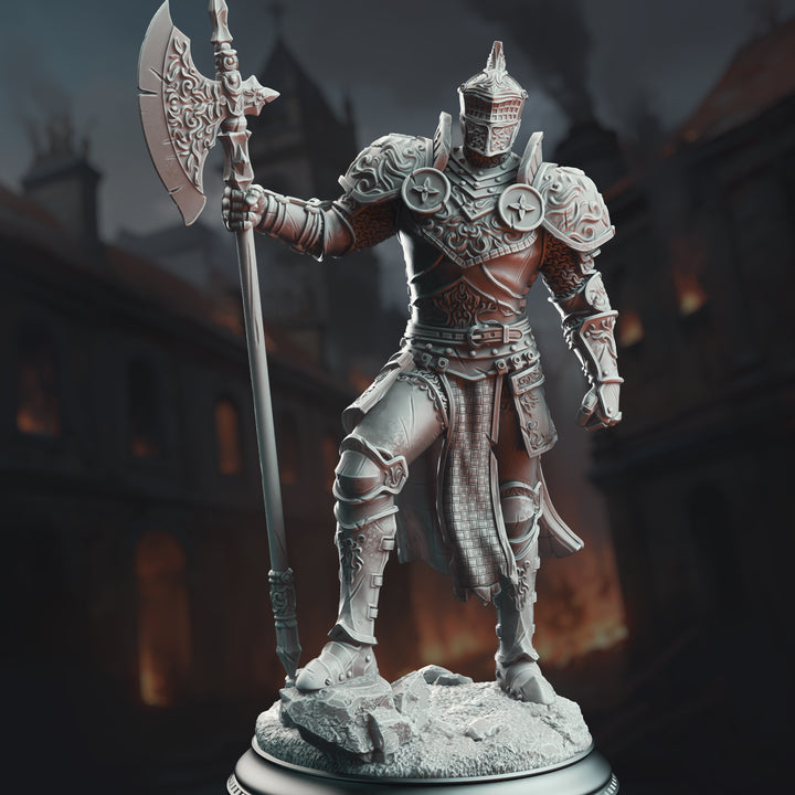 Knight of the Tower - Ser Claudius unpainted resin knight miniature by DM Stash, 28-32mm DnD tabletop model.