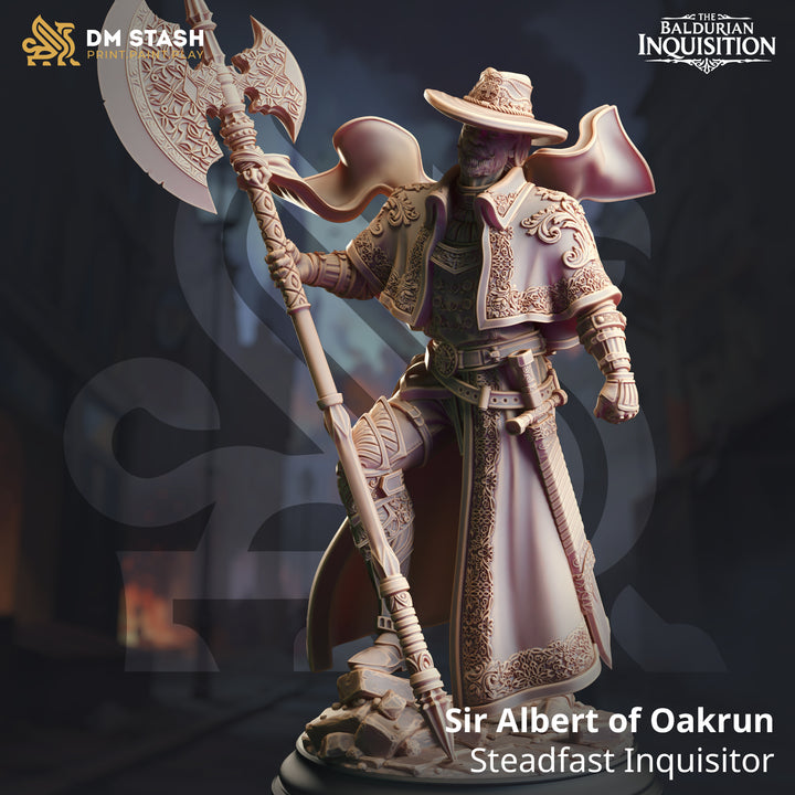 Inquisitor Mage Hunter - Sir Albert of Oakrun unpainted resin mage miniature by DM Stash, 28-32mm DnD tabletop model.