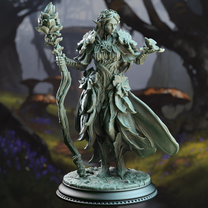 Feywalker Elf Druid - Synoria the Noble Hearted unpainted resin elf miniature by DM Stash, 28-32mm DnD tabletop model.