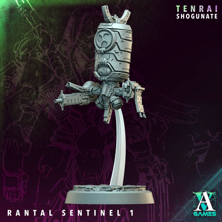 Rantal Sentinel unpainted resin miniature by Archvillain Games, 28-32mm tabletop wargaming model.