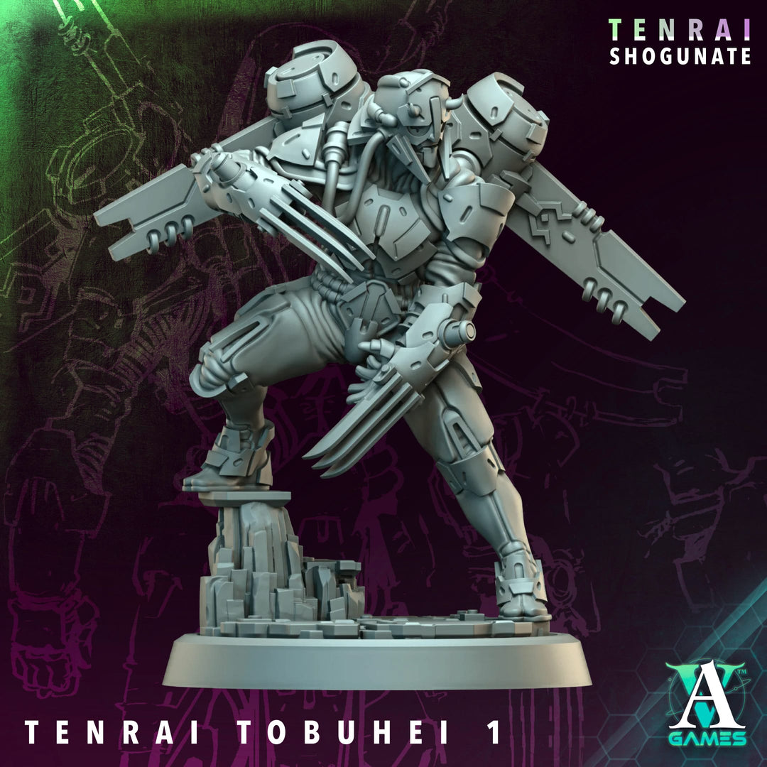 Tenrai Tobuhei unpainted resin fantasy miniature by Archvillain Games, 28-32mm DnD tabletop model.