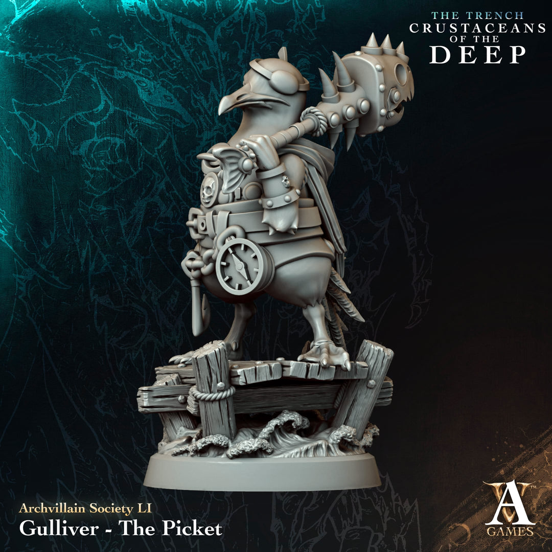 Gulliver - The Picket unpainted resin fantasy miniature by Archvillain Games, 28-32mm DnD tabletop model.