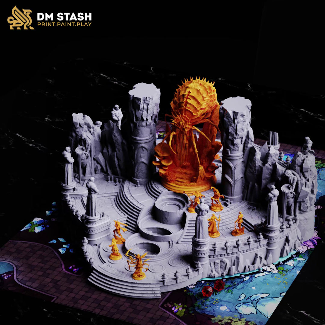 Drow Moon Shrine - Sanctum of Glanbeli tabletop terrain piece by DM Stash, 28-32mm wargaming scenery.