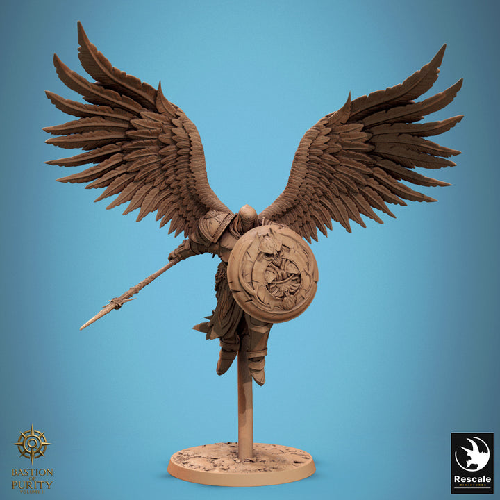 Ascended Legion Flying unpainted resin angel miniature by Rescale Miniatures, 28-32mm DnD tabletop model.
