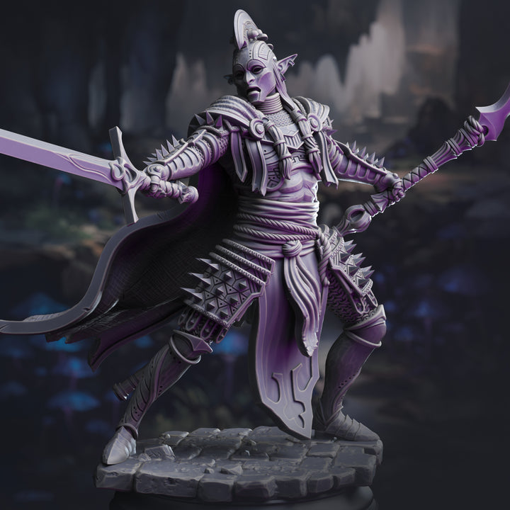 Elite Drow House Guard - The Ordained unpainted resin elf miniature by DM Stash, 28-32mm DnD tabletop model.