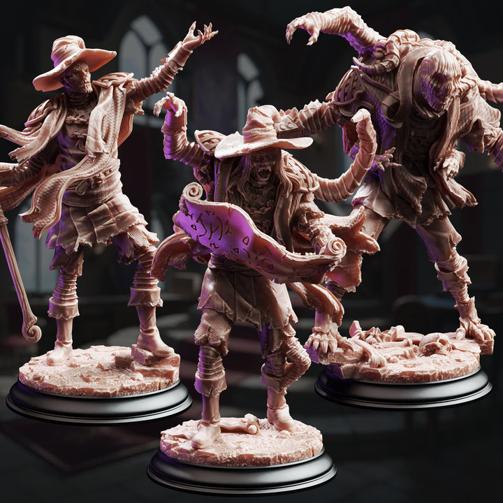 Eldritch Plagued Wizard Students - The Progressed unpainted resin wizard miniature by DM Stash, 28-32mm DnD tabletop model.