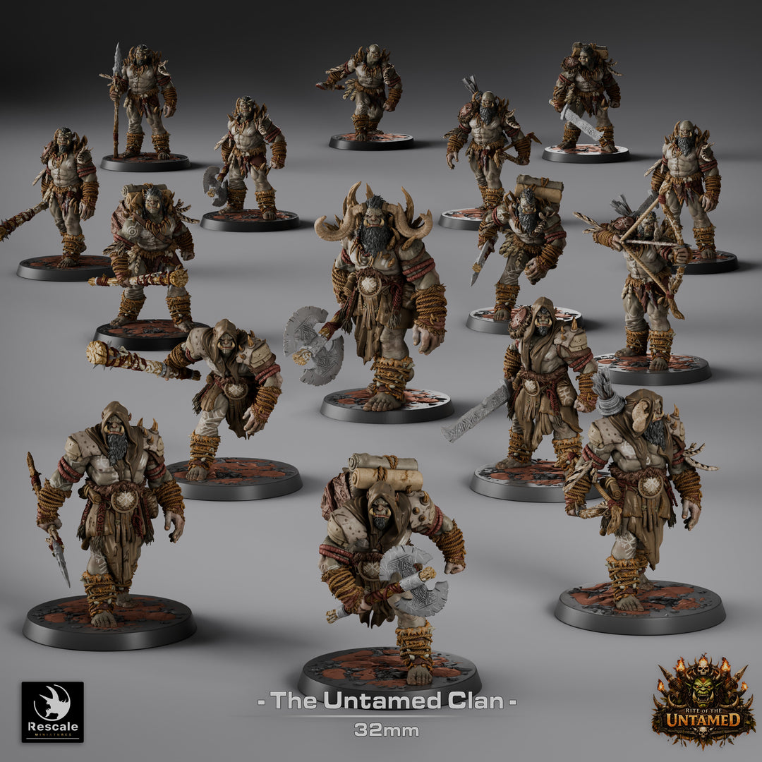 Orcs of the Untamed Clan unpainted resin orc miniature by Rescale Miniatures, 28-32mm DnD tabletop model.