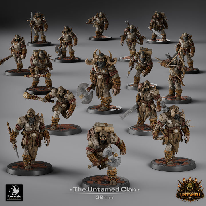 Orcs of the Untamed Clan unpainted resin orc miniature by Rescale Miniatures, 28-32mm DnD tabletop model.