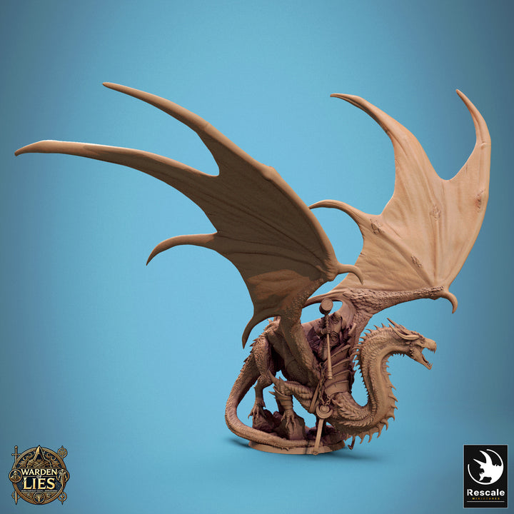 Thorn Dragon unpainted resin dragon miniature by Rescale Miniatures, 28-32mm DnD tabletop model.