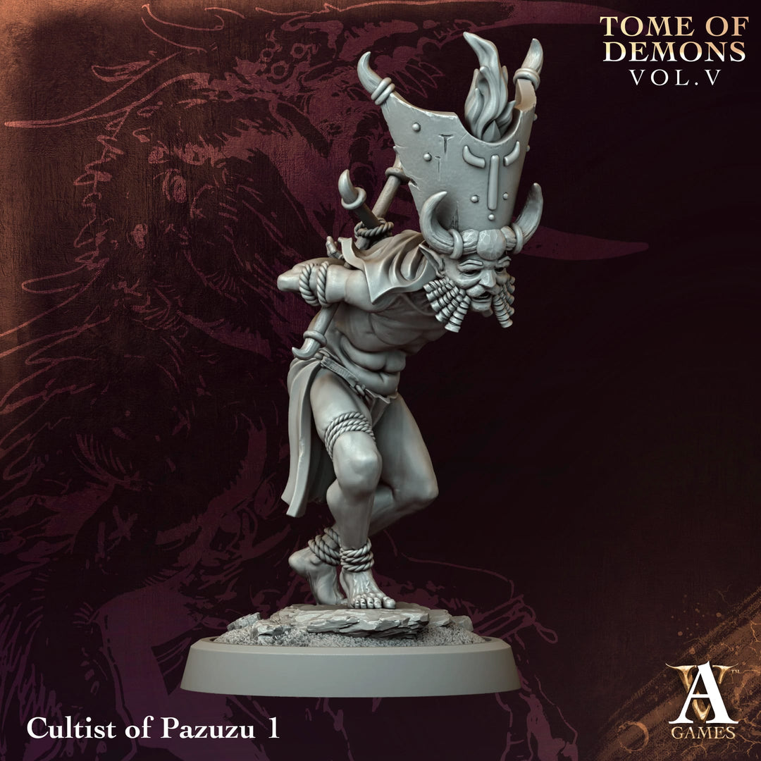 Cultists of Pazuzu unpainted resin demon miniature by Archvillain Games, 28-32mm DnD tabletop model.
