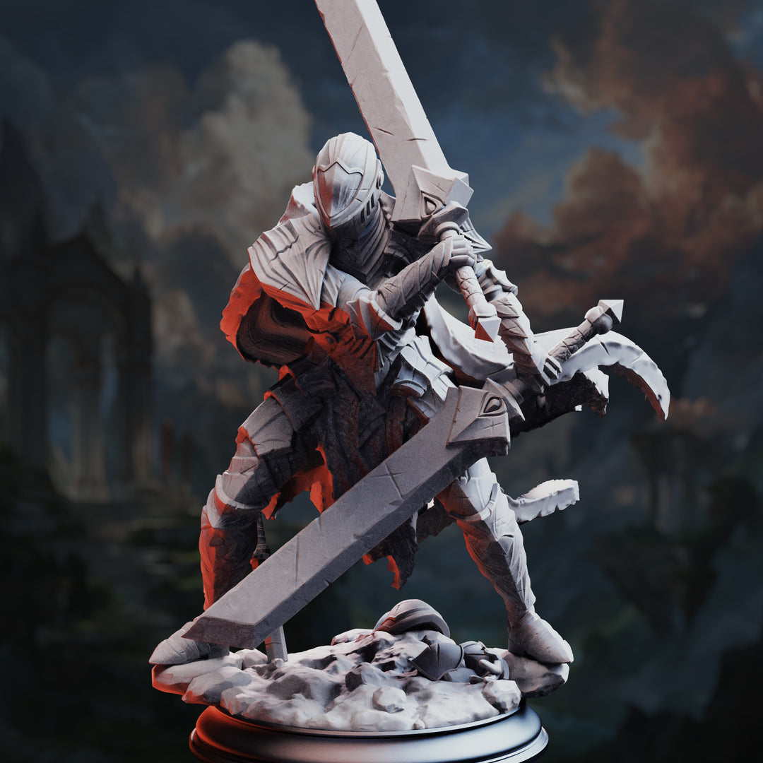 Immortal Warrior - Valoris the Unscathed unpainted resin warrior miniature by DM Stash, 28-32mm DnD tabletop model.