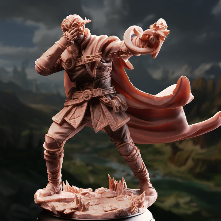 Half-Elf Psionic Initiate - Varys Farseeker unpainted resin elf miniature by DM Stash, 28-32mm DnD tabletop model.