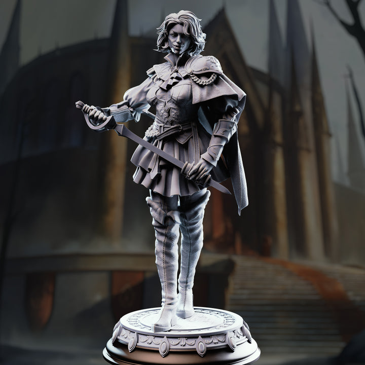 Vampire Noblewoman Duelist - Victoria Asquith unpainted resin character miniature by DM Stash, 28-32mm DnD tabletop model.