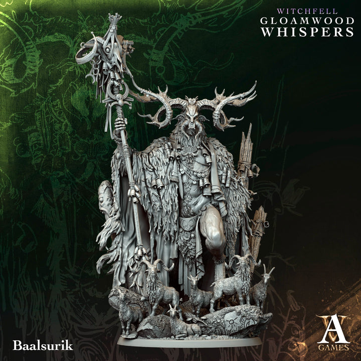 Baalsurik unpainted resin demon centerpiece miniature by Archvillain Games, 28-32mm DnD tabletop model.