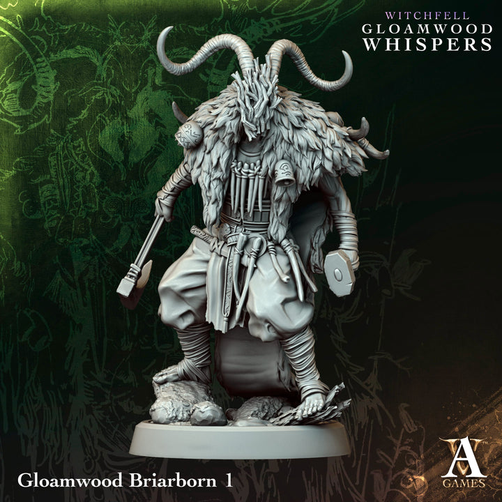 Gloamwood Briarborn unpainted resin character miniature by Archvillain Games, 28-32mm DnD tabletop model.