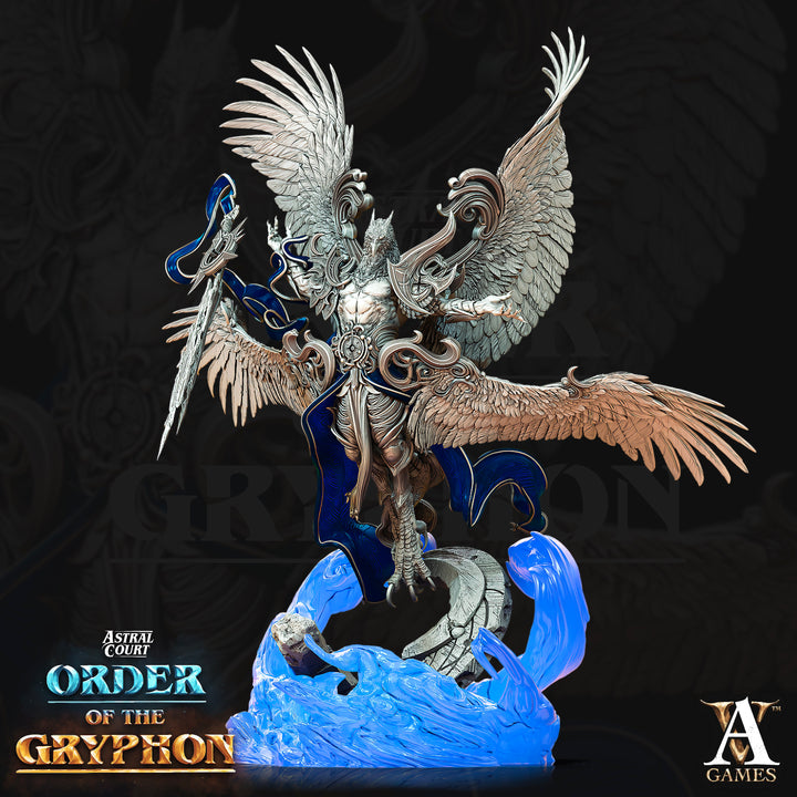 Aratiel - The Golden unpainted resin angel centerpiece miniature by Archvillain Games, 28-32mm DnD tabletop model.