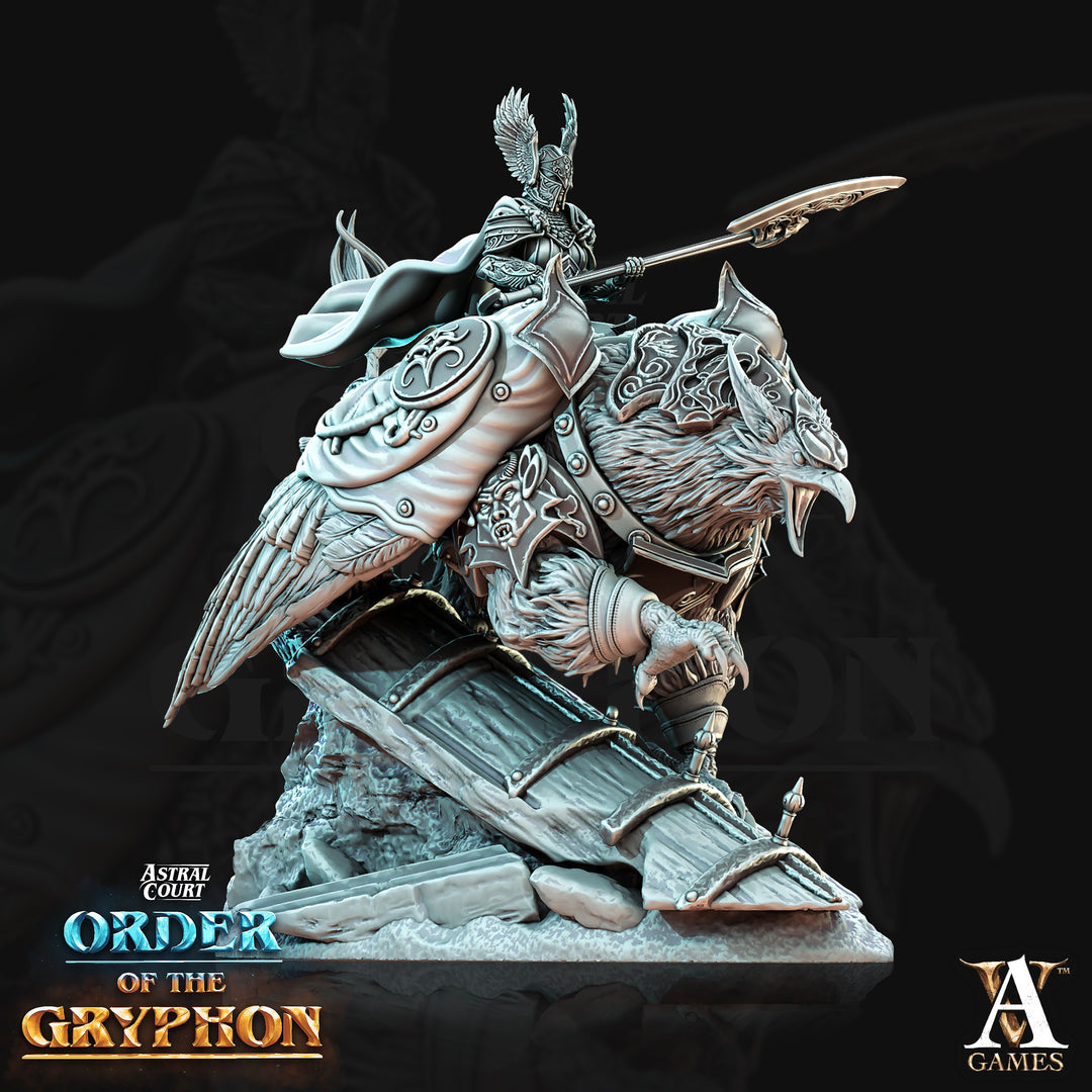 Astral Gryphon Riders unpainted resin fantasy miniature by Archvillain Games, 28-32mm DnD tabletop model.