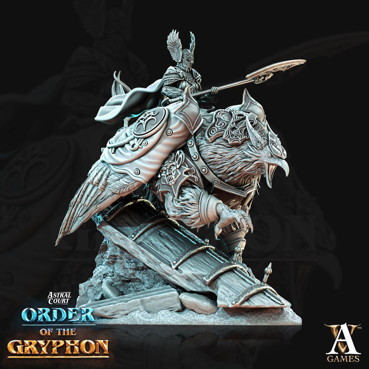 Astral Gryphon Riders unpainted resin fantasy miniature by Archvillain Games, 28-32mm DnD tabletop model.