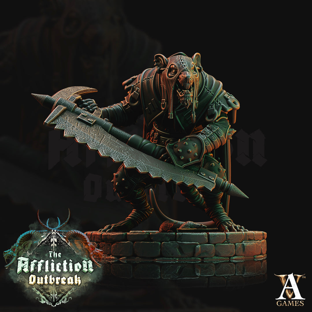 The Shadow Molars unpainted resin ratfolk miniature by Archvillain Games, 28-32mm DnD tabletop model.