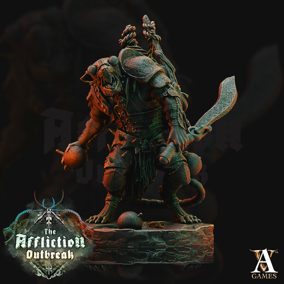 Slumrat Guerillas unpainted resin ratfolk miniature by Archvillain Games, 28-32mm DnD tabletop model.