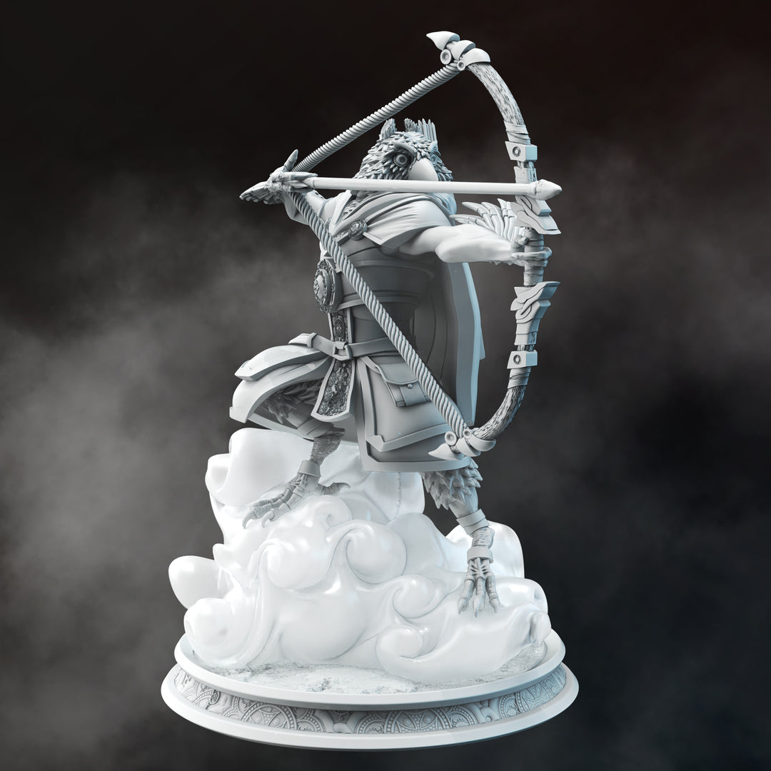 Birdfolk Ranger - Akataka unpainted resin ranger miniature by DM Stash, 28-32mm DnD tabletop model.
