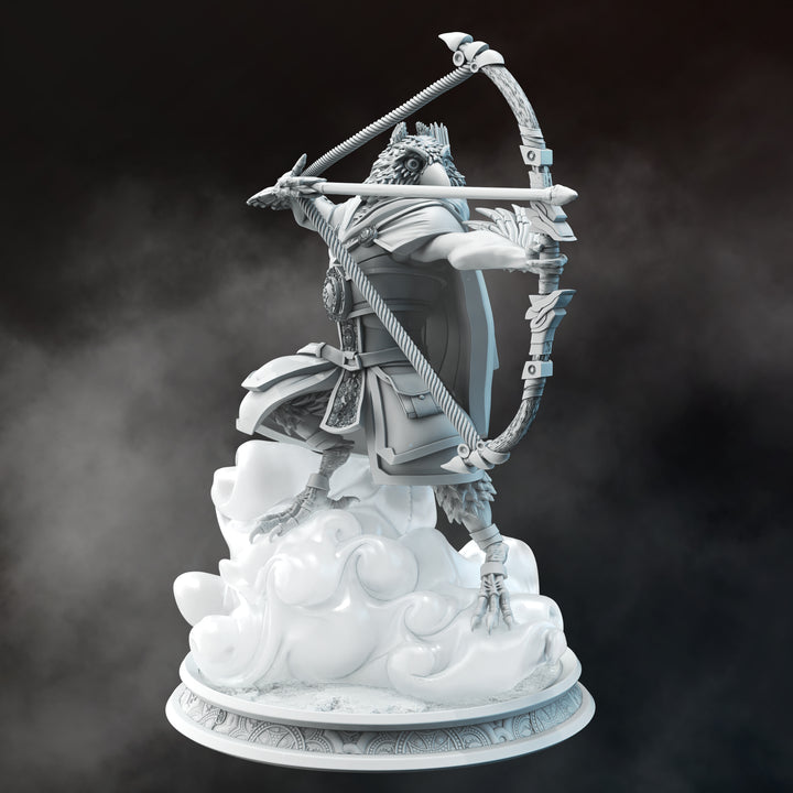 Birdfolk Ranger - Akataka unpainted resin ranger miniature by DM Stash, 28-32mm DnD tabletop model.