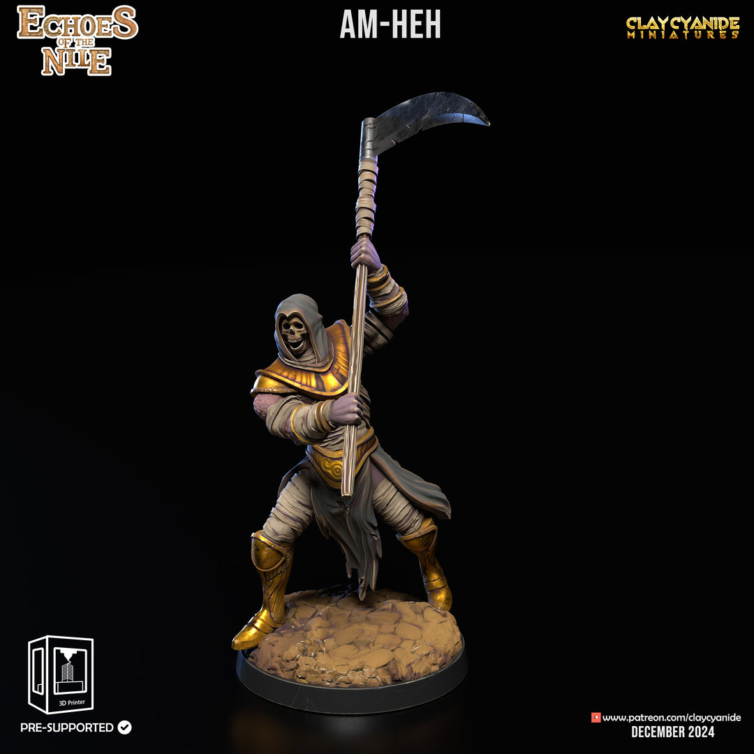 Warriors - Echoes of the Nile unpainted resin warrior miniature by Clay Cyanide, 28-32mm DnD tabletop model.