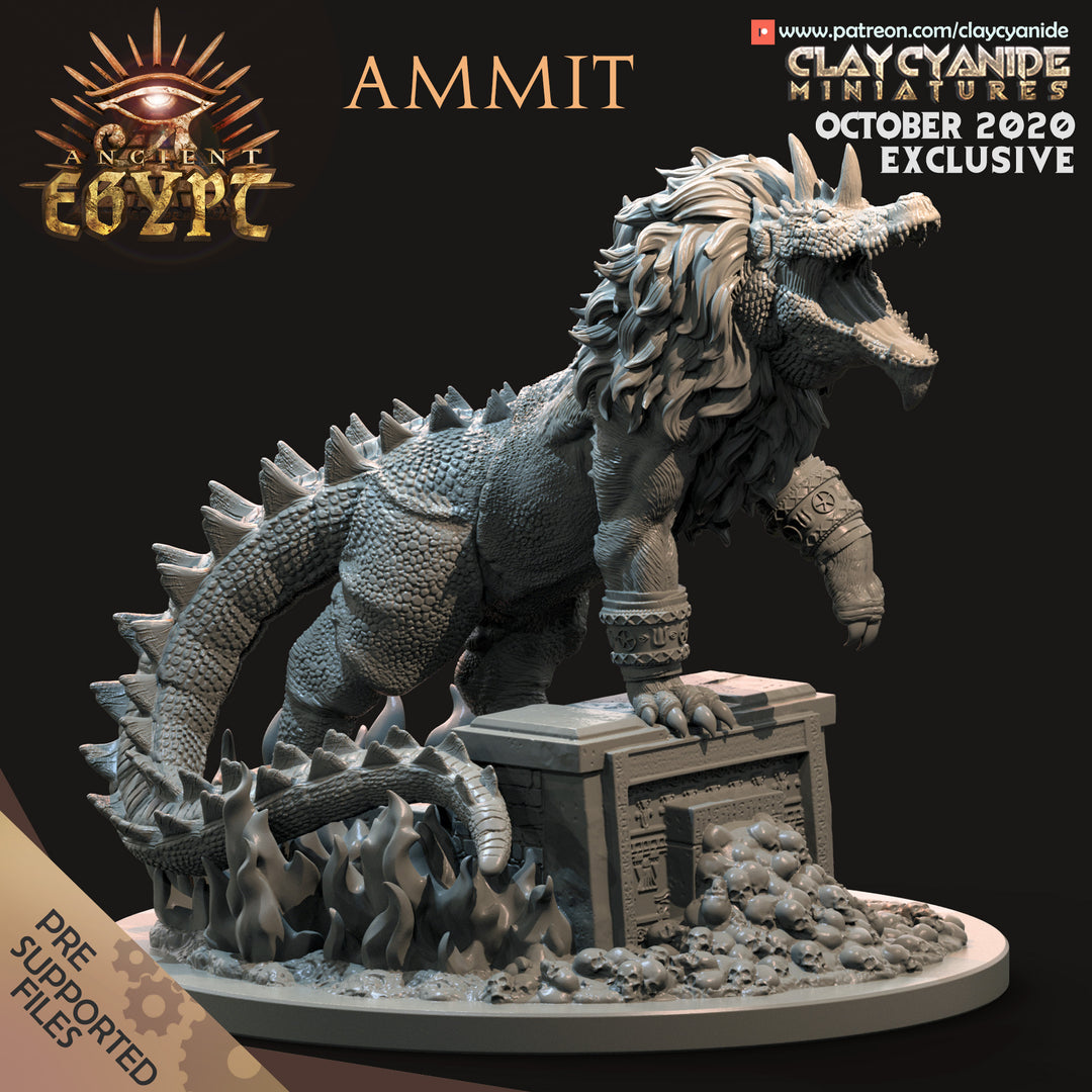 Ammit - Giant Crocodile unpainted resin giant miniature by Clay Cyanide, 28-32mm DnD tabletop model.