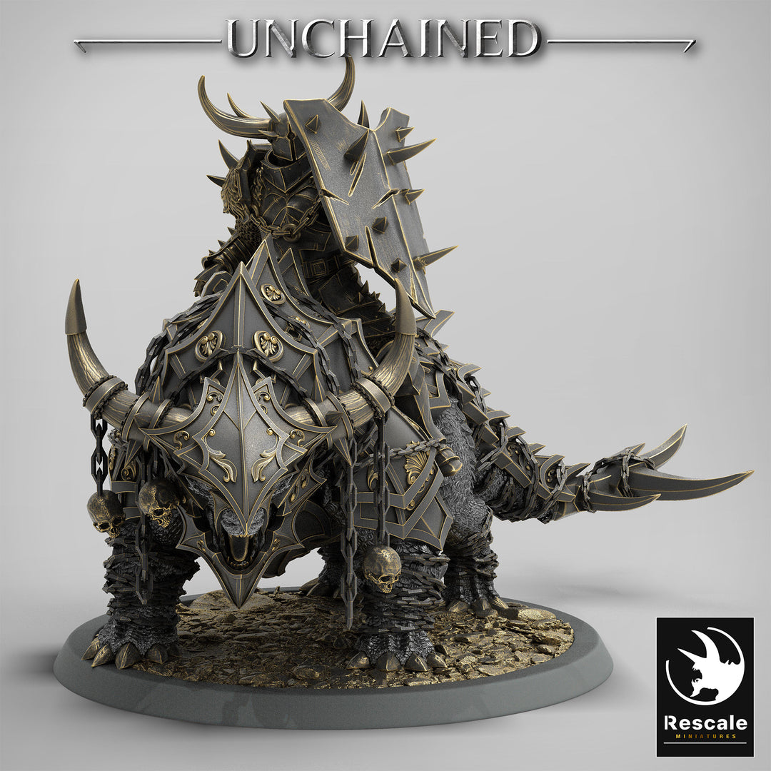 Unchained Araki Cavalry unpainted resin character miniature by Rescale Miniatures, 28-32mm DnD tabletop model.