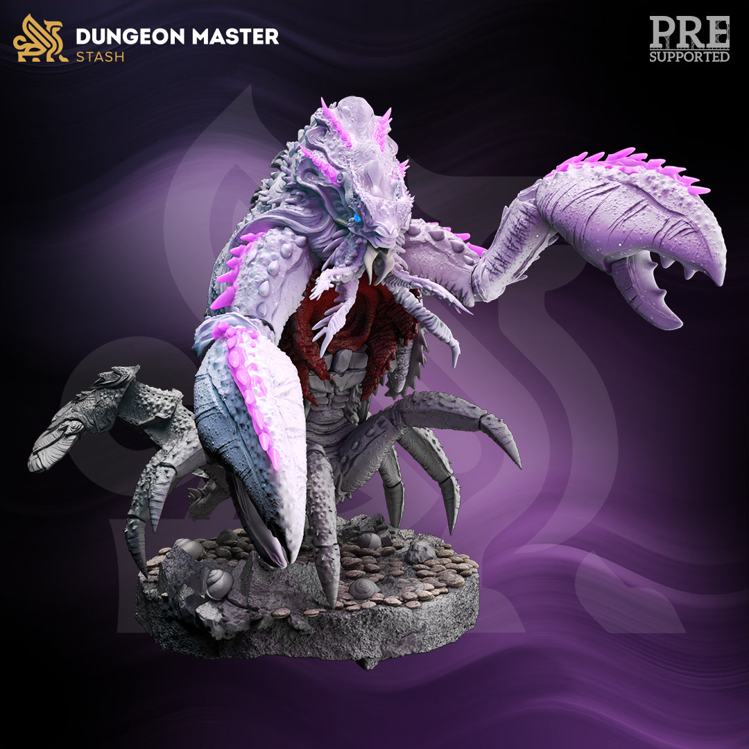 Ardolith Hardshell - Crustacean Abonmination unpainted resin fantasy miniature by DM Stash, 28-32mm DnD tabletop model.