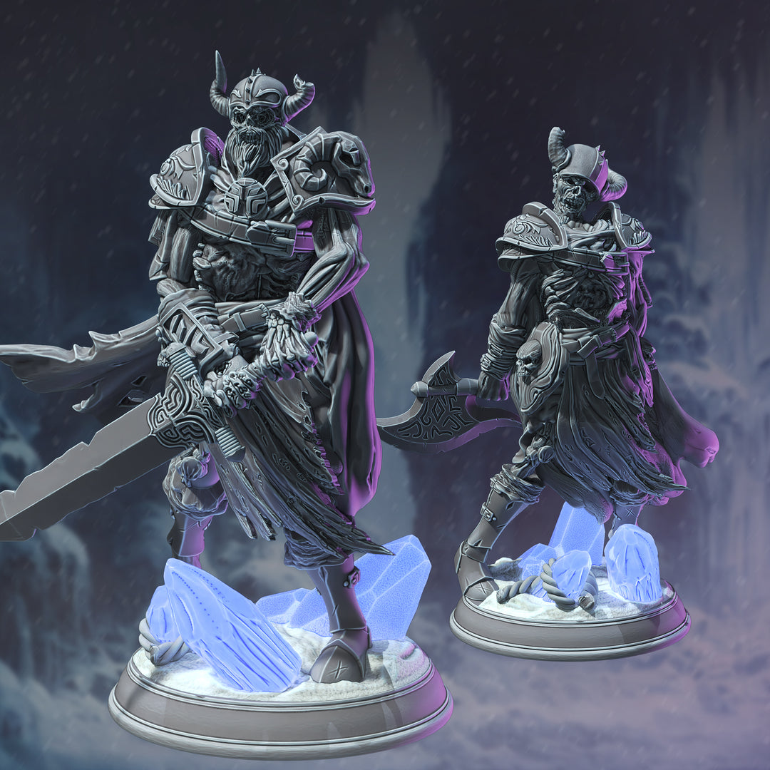 Draugr Undead Warriors unpainted resin undead miniature by DM Stash, 28-32mm DnD tabletop model.